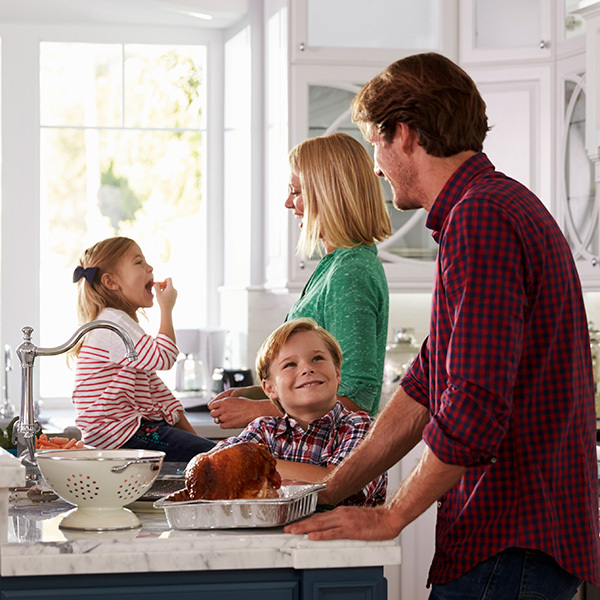 family in kitchen